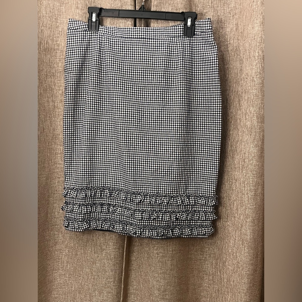 Boden Black and White Checkered Pencil Skirt